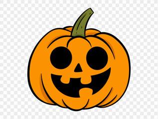 Hand drawn Halloween pumpkin, brush stroke style, isolated on transparent background (PNG), perfect for Halloween party posters, brochures, or online ads, vector illustration.