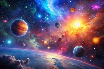 Stunning Space Background with Stars, Nebulae, and Galactic Elements for Creative Projects and Designs