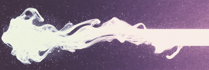 Obraz premium Abstract white ink flowing on a purple background.