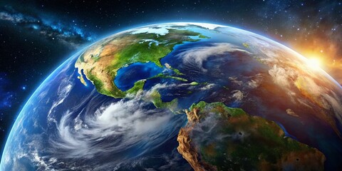 Fototapeta premium Stunning View of Earth from Space Capturing the Beauty and Diversity of Our Planet from Orbit