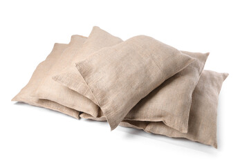 Group of burlap sacks isolated on white
