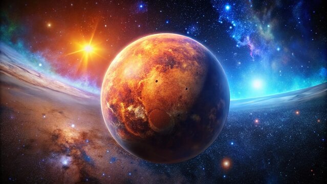 Stunning View of Makemake Planet in the Distant Solar System with Stars and Cosmic Background