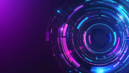 Fototapeta premium Abstract futuristic technology background design with blue and purple circular shapes design, vector illustration design. Digital data, high-tech concept. Flat design