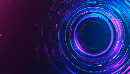 Obraz premium Abstract futuristic technology background design with blue and purple circular shapes design, vector illustration design. Digital data, high-tech concept. Flat design