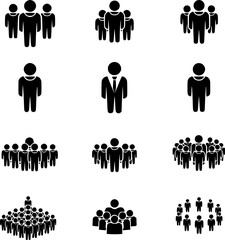 People crowd team symbol vector icons