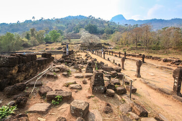 Champasak, Laos - February 25, 2011 : Stone castle , Prasat Hin Wat Phu in Champasak Province, Laos