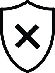 shield with cross mark icon