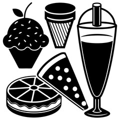 Food and Beverage Set Illustration SVG. Drink Italian, Drawing Wine Clipart, Wedding Rehearsal Dinner