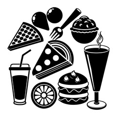 Food and Beverage Set Illustration SVG. Drink Italian, Drawing Wine Clipart, Wedding Rehearsal Dinner