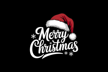 Merry Christmas Typography with Santa Hat for Holiday Celebration