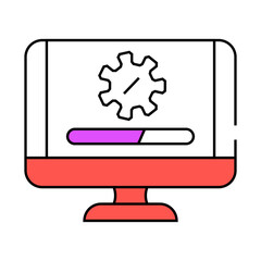 software updates repair computer line icon vector. software updates repair computer sign. isolated symbol illustration