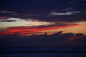 Sunset and evening glow on the beach, Seychelles