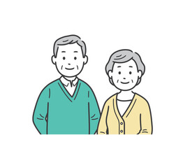 老夫婦が並んで立っている上半身イラスト
