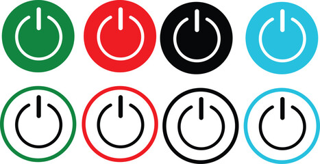 illustration of a set of buttons POWER BUTTON ICON SET