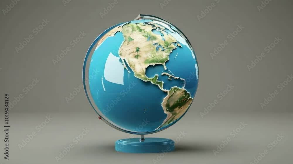 Wall mural globe rotation in 3d view