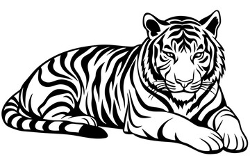 Cute tiger tired and sleeping vector art illustration