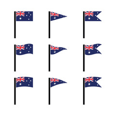 australia flag vector icons set