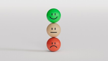 Set of emoji emoticons with sad and happy mood, evaluation, Increase rating, Customer experience, Satisfaction and best excellent services rating concept, 3d render.
