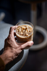 glass of coffee with milk on the table