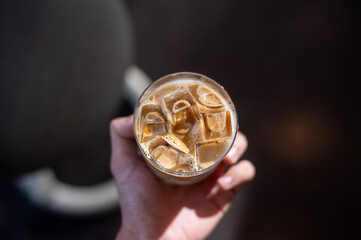 glass of coffee with milk on the table