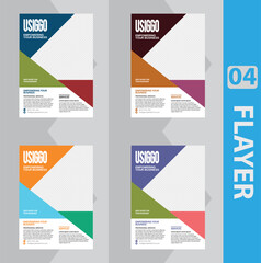 Corporate business flyer template design set with blue, orange, red and yellow color. marketing, business proposal, promotion, advertise, publication, cover page. new digital marketing flyer set