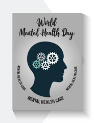 World Mental Health Day vector design template good for celebration usage. World Mental Health Day design. Green ribbon design. flat design