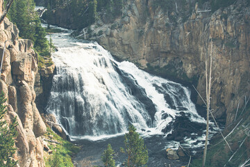 Gibbon Falls, Yellowstone National Park Waterfall, Wyoming