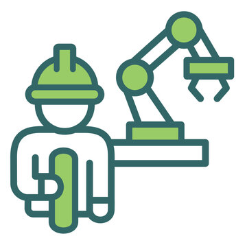 engineer operating green robotic arm clip art preview