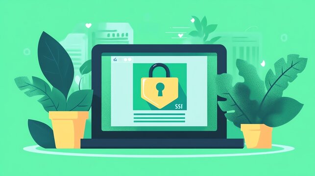 Green label highlighting a site s security certificate in search results, SEO trend, SSL certificate for SEO