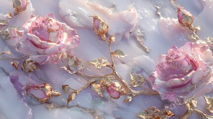 Pink and Gold Crystal Rose Poster Background