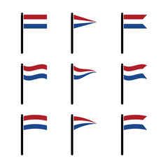 Netherlands flag flat wave icons set