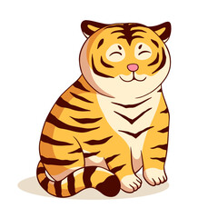 cute tiger animal illustration. funny big cat on white background