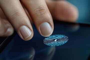 Cyber protection: visual of a secure padlock, digital fingerprint trail, data protection with a digital lock symbol, network connectivity on mobile device, enhanced cybersecurity for banking systems.