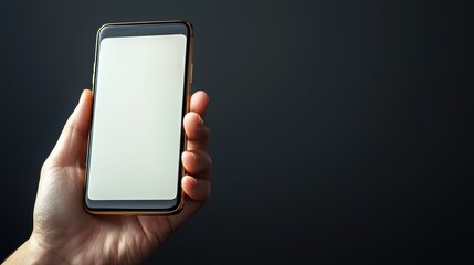 A hand holding a gold smartphone. the screen glowing, isolated on a clean background for tech or app-related ads.