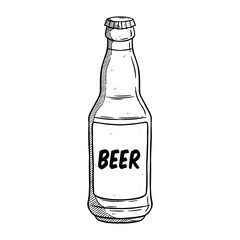 hand draw a bottle of beer on white background