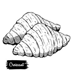 hand draw of croissant illustration. tasty croissant with sketch style drawing