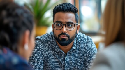 Diverse organizational teams experience microaggressions Including Indian and Sub-Saharan African experts in a tense office meeting