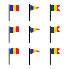 Chad flag flat wave icons set