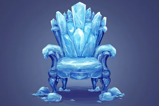 A majestic ice throne adorned with crystal formations, suggesting power and elegance.