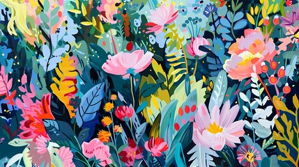 gouache botanical gardens painting poster background