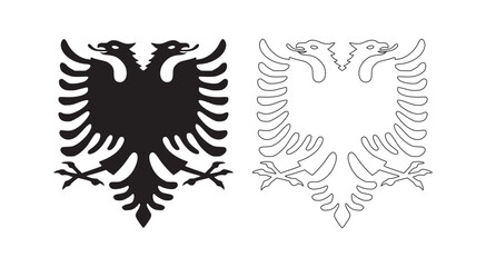 albania bird flag logo black white outline