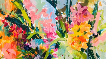 gouache botanical gardens painting poster background