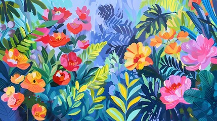 gouache botanical gardens painting poster background