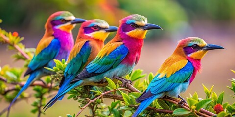 Obraz premium Vibrant African Birds in Their Natural Habitat Capturing the Beauty of Wildlife Diversity