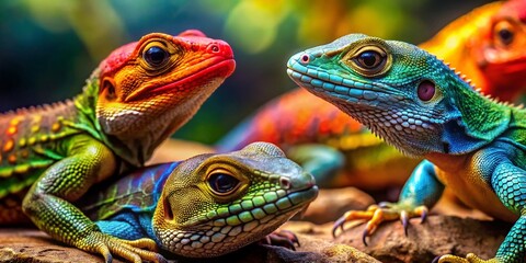 Obraz premium Vibrant and Diverse Big Types of Lizards in Their Natural Habitat Captured in Stunning Detail