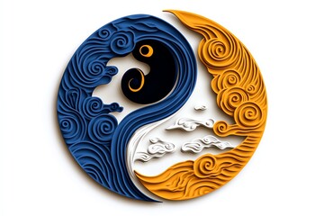 Minimalist depiction of a yin-yang symbol with simplified lines, representing the balance of opposites in dualism