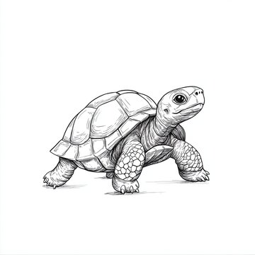 black and white turtle walking clip art preview