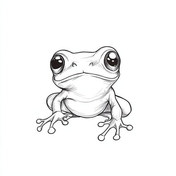 recommend clip art: Whimsical line art of a frog with oversized eyes