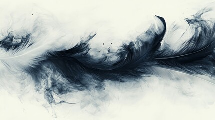 Obraz premium Abstract Artistic Composition of Black Feathers and Smoke-Like Swirls