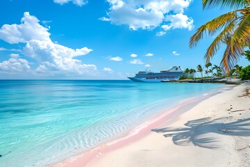 Fototapeta premium tropical beach in Maldives with few palm trees and blue lagoon